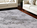 7' X 10' Gray and Silver Abstract Power Loom Worn Faded Area Rug