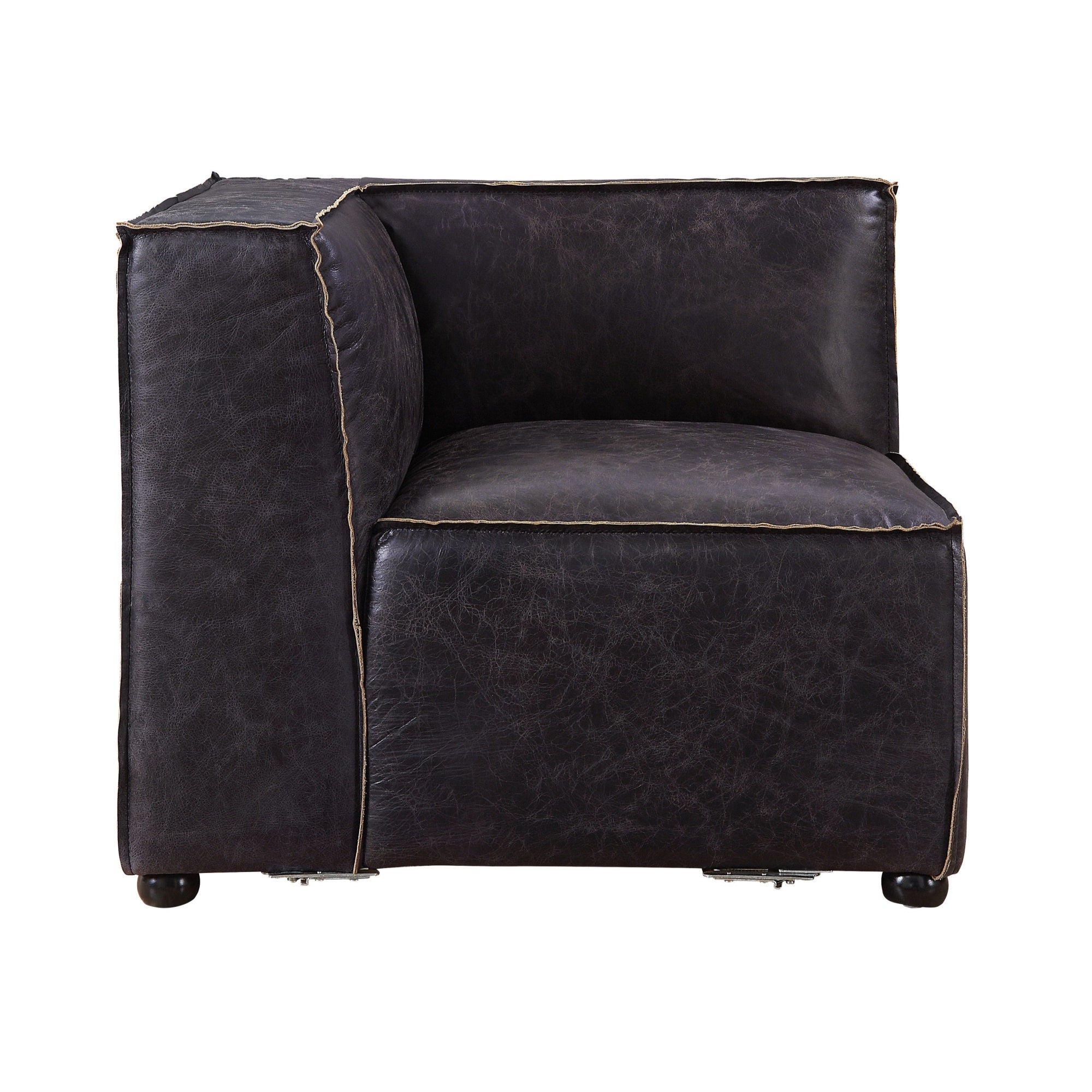 Acme Furniture Birdie Leather Upholstered Modular Wedge Chair in Antique Slate