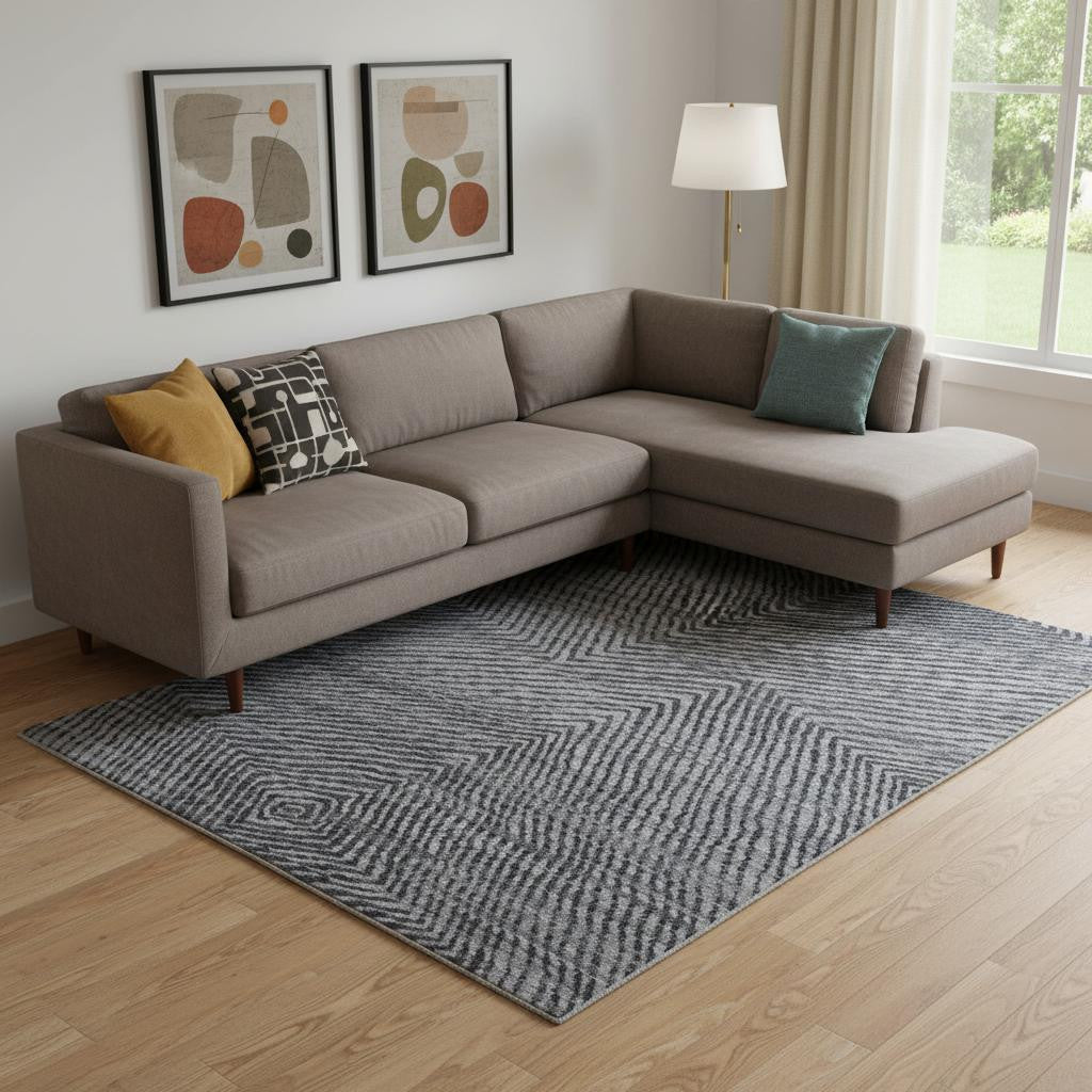 8 X 10 Gray Wool Abstract Hand Knotted Area Rug