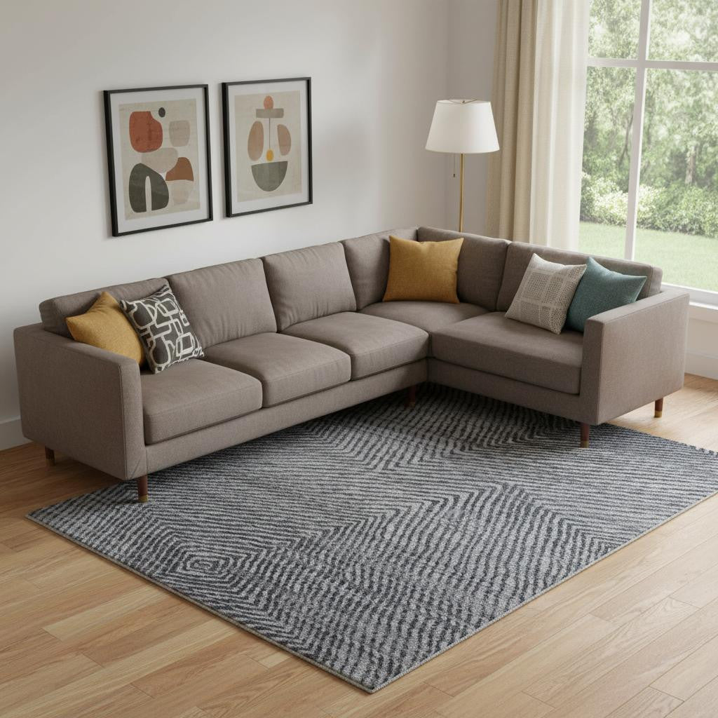 10 X 14 Gray Wool Abstract Hand Knotted Area Rug