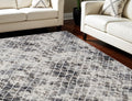 8' X 10' Gray Ivory and Taupe Geometric Power Loom Worn Faded Area Rug