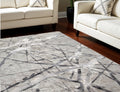 8' X 10' Gray and Ivory Abstract Power Loom Area Rug