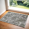 3' X 5' Taupe and Gray Abstract Power Loom Area Rug With Fringe