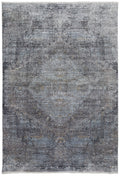 5' X 7' Gray and Silver Abstract Power Loom Worn Faded Area Rug