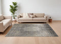 8' X 10' Tan and Gray Oriental Power Loom Worn Faded Area Rug