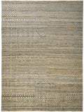 4' X 6' Gold and Tan Geometric Hand Knotted Worn Faded Area Rug