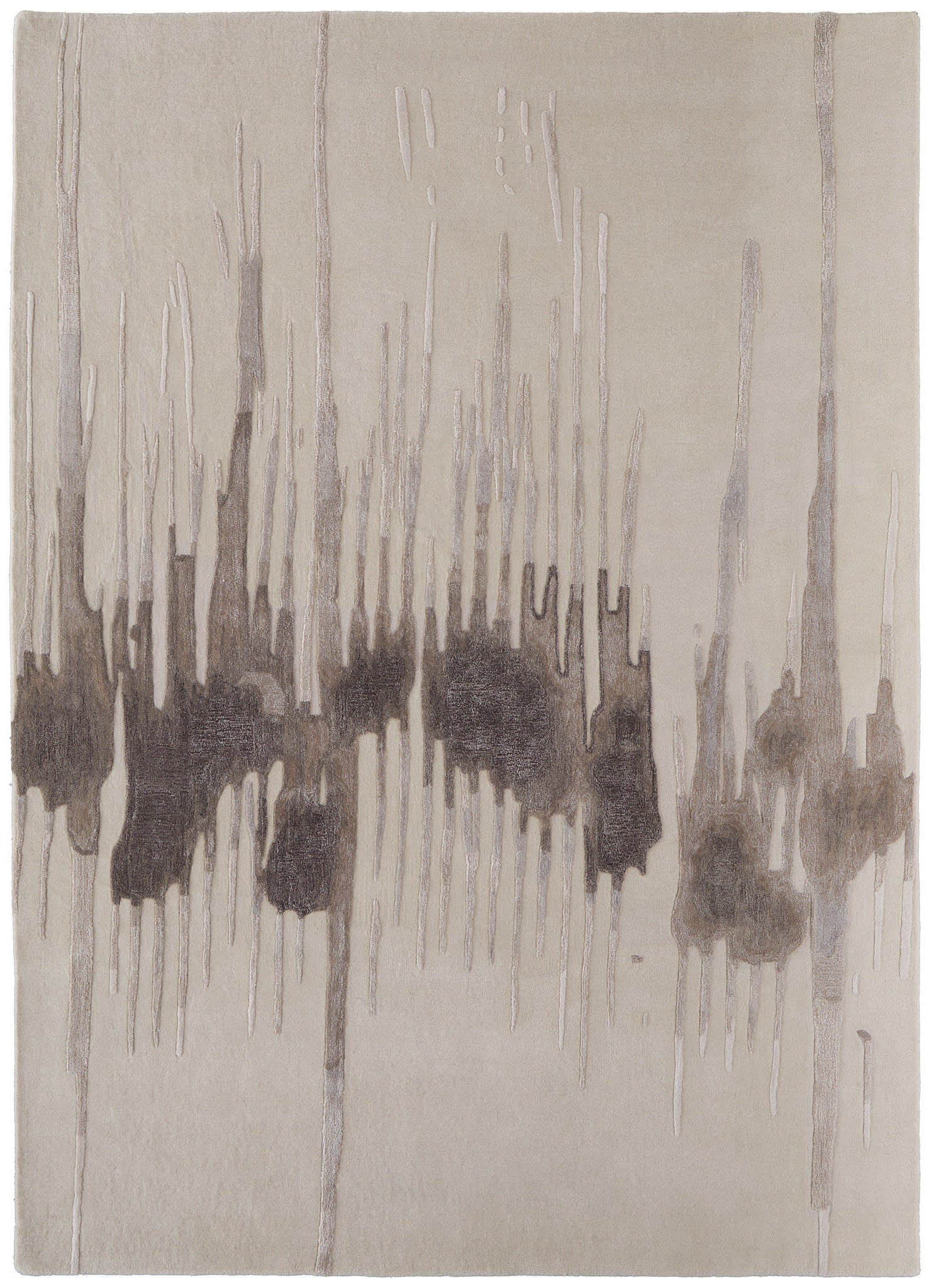 9' X 12' Ivory Taupe and Brown Abstract Hand Tufted Area Rug