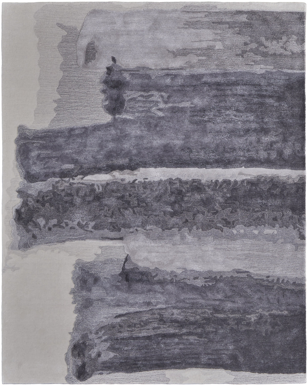 5' X 8' Dark Gray and Ivory Abstract Hand Tufted Area Rug