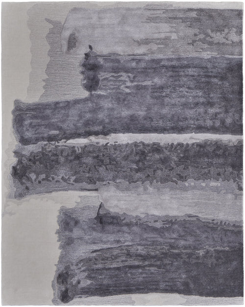 10' X 14' Dark Gray and Ivory Abstract Hand Tufted Area Rug