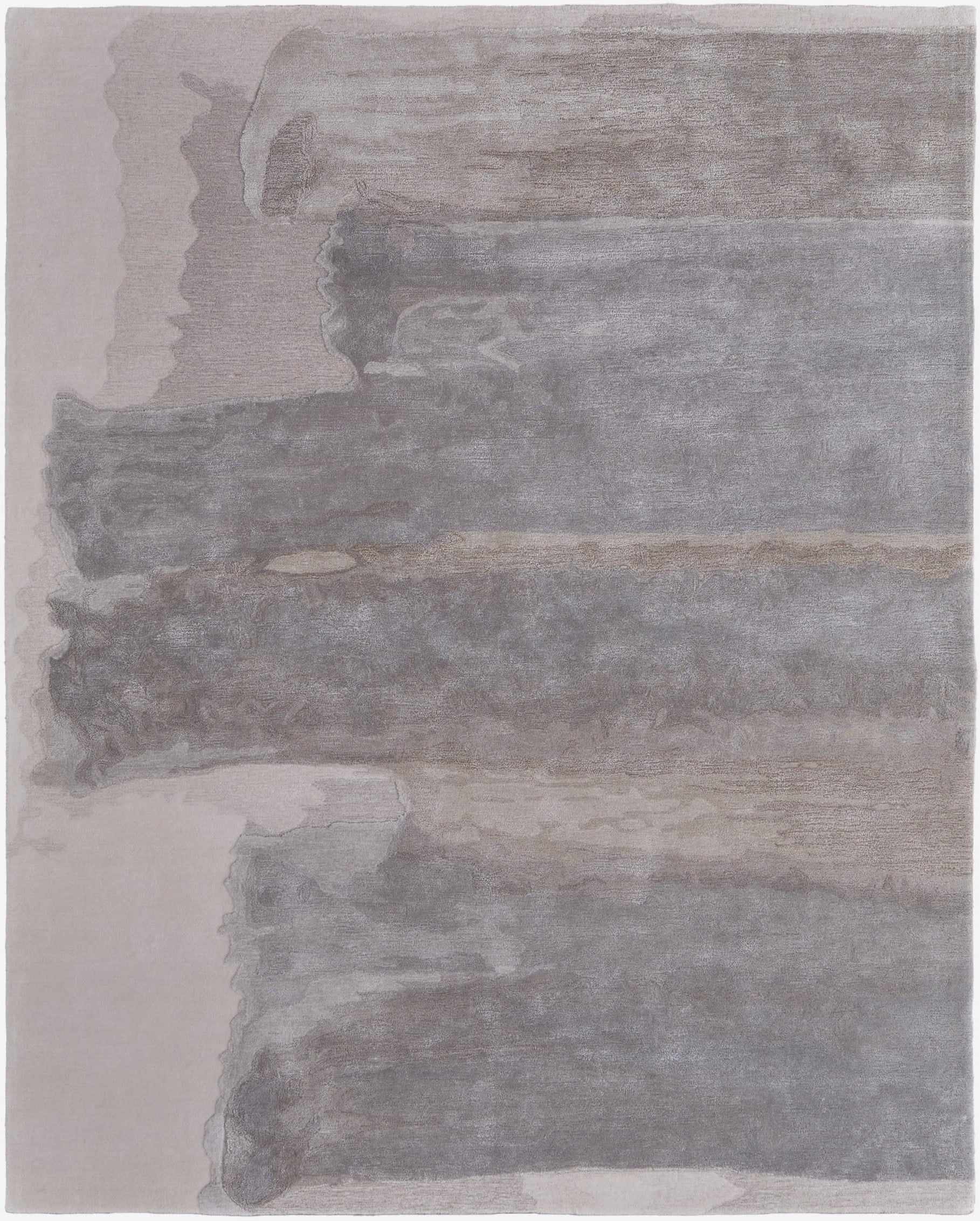 4' X 6' Gray and Ivory Abstract Hand Tufted Area Rug
