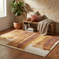4 X 6 Ivory Red and Orange Abstract Hand Tufted Area Rug