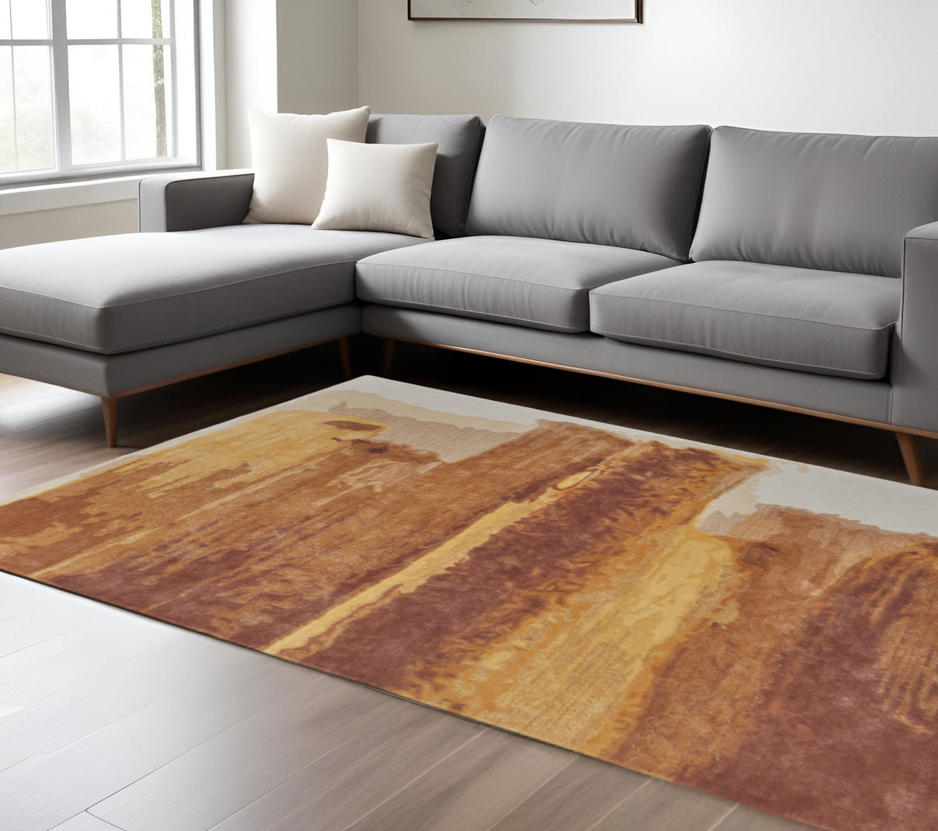 9' X 12' Red Abstract Hand Tufted Area Rug