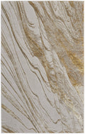 8' X 10' Ivory Brown and Gold Abstract Power Loom Area Rug