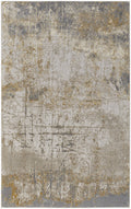 4' X 6' Ivory Gray and Brown Abstract Power Loom Worn Faded Area Rug