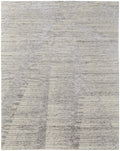 8' X 12' Ivory and Gray Abstract Hand Knotted Worn Faded Area Rug