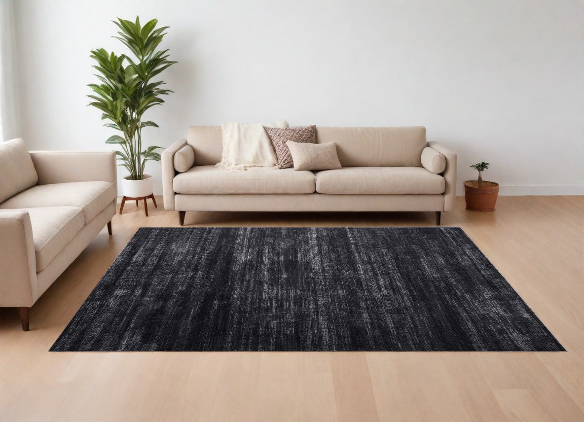 7' X 10' Black and Gray Power Loom Area Rug