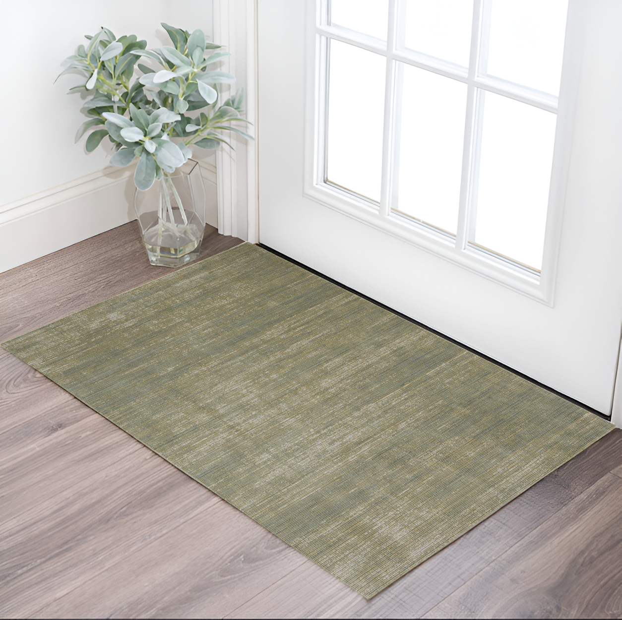 2' X 3' Tan and Green Power Loom Area Rug