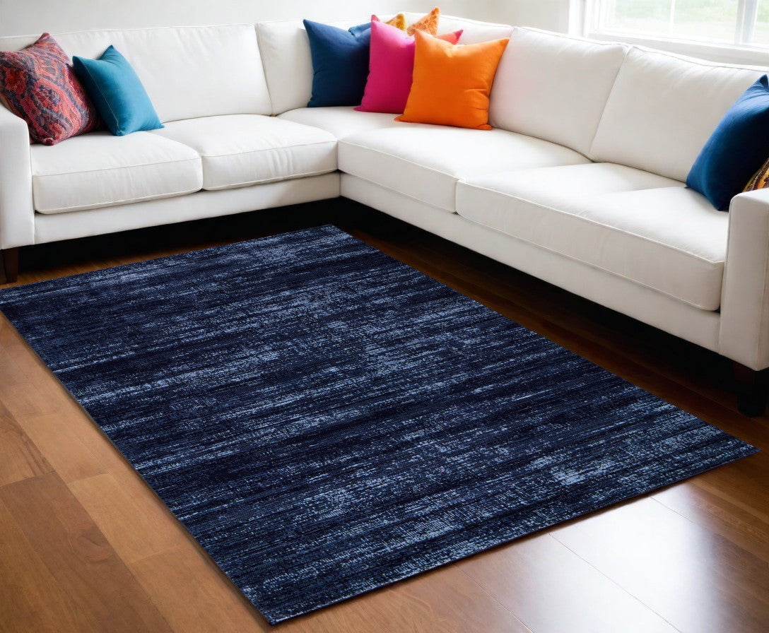 5' X 8' Black and Blue Power Loom Area Rug