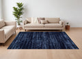 7' X 10' Black and Blue Power Loom Area Rug