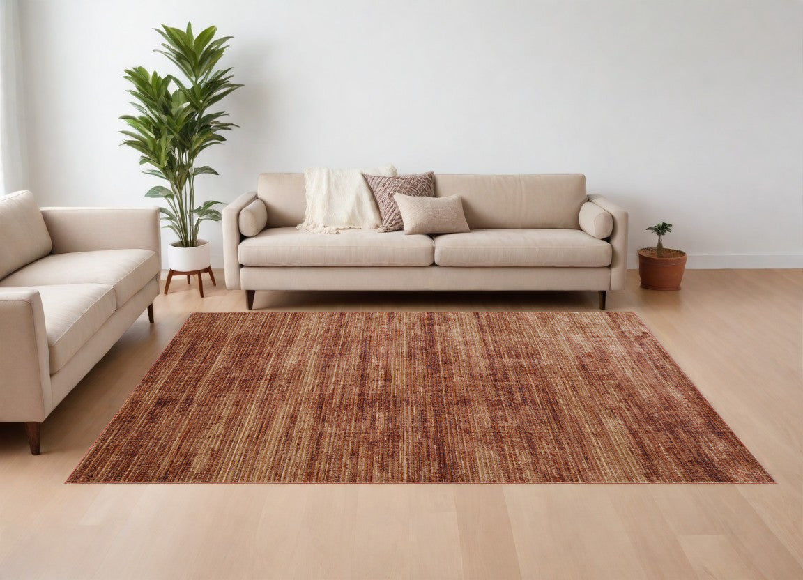 9' X 13' Tan and Brown Power Loom Area Rug