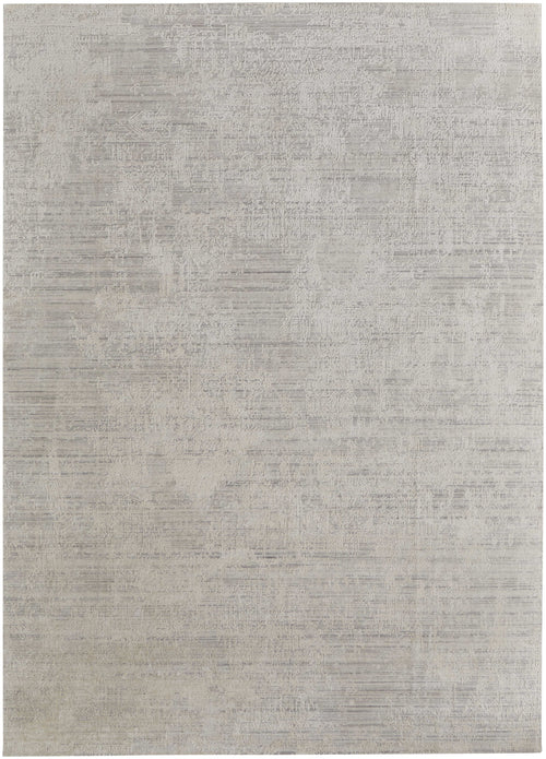 10' X 14' Gray and Ivory Abstract Hand Woven Worn Faded Area Rug