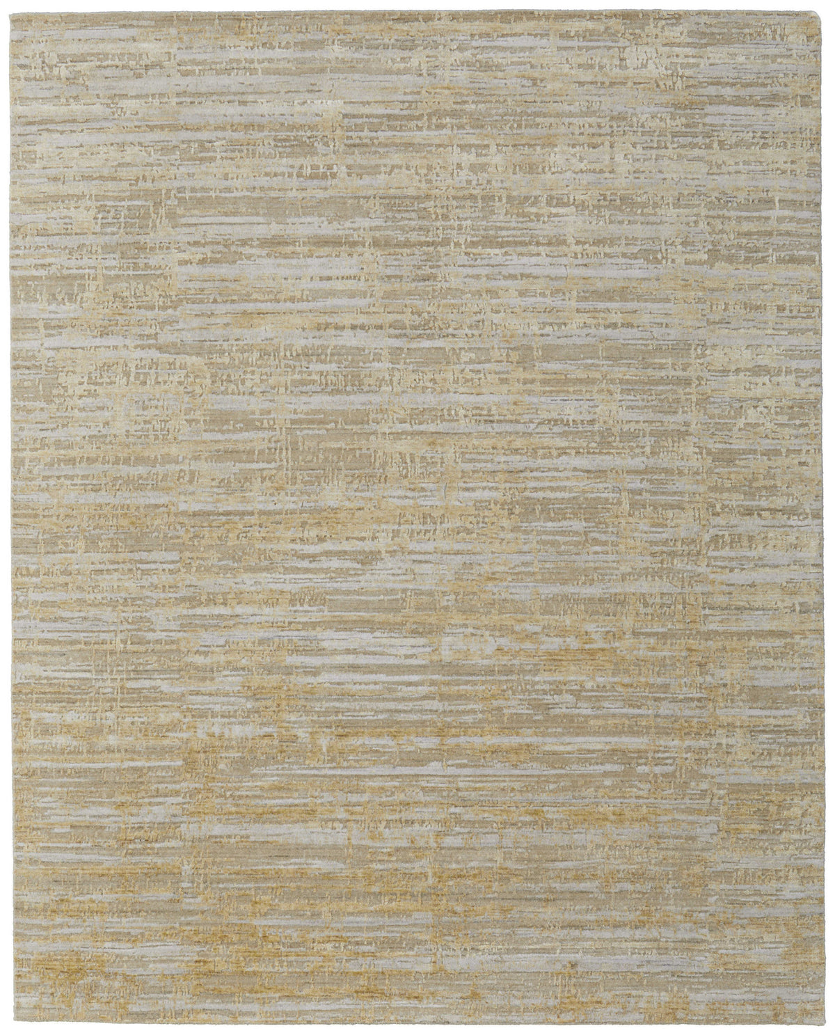 8' X 10' Yellow and Ivory Abstract Hand Woven Area Rug