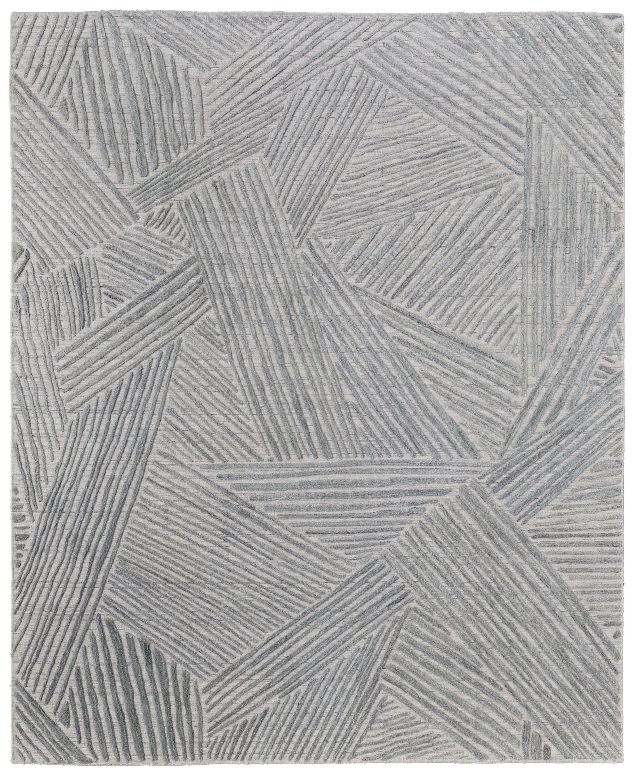 10' X 14' Green and Ivory Abstract Hand Woven Area Rug