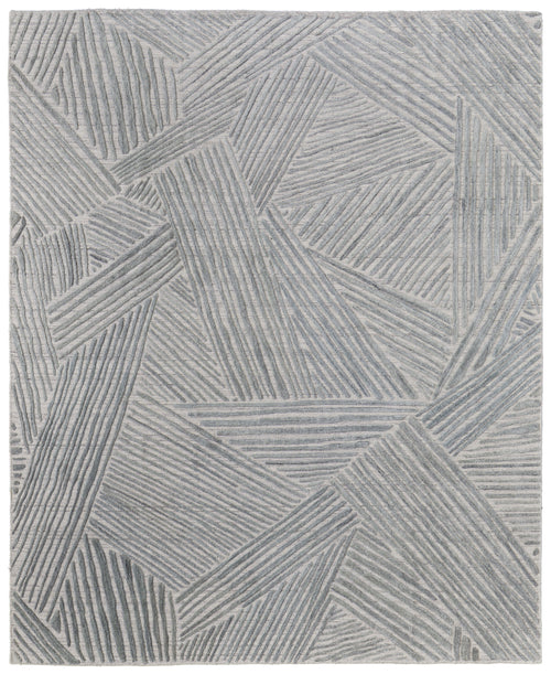 10' X 14' Green and Ivory Abstract Hand Woven Area Rug
