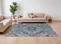 6' X 9' Green Blue and Ivory Oriental Power Loom Area Rug