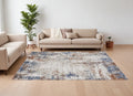10' X 14' Blue Gray and Brown Abstract Power Loom Worn Faded Area Rug