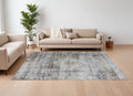 8' X 10' Gray Blue and Red Abstract Power Loom Worn Faded Area Rug