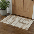 2 X 3 Brown Tan And Ivory Wool Geometric Hand Tufted Area Rug