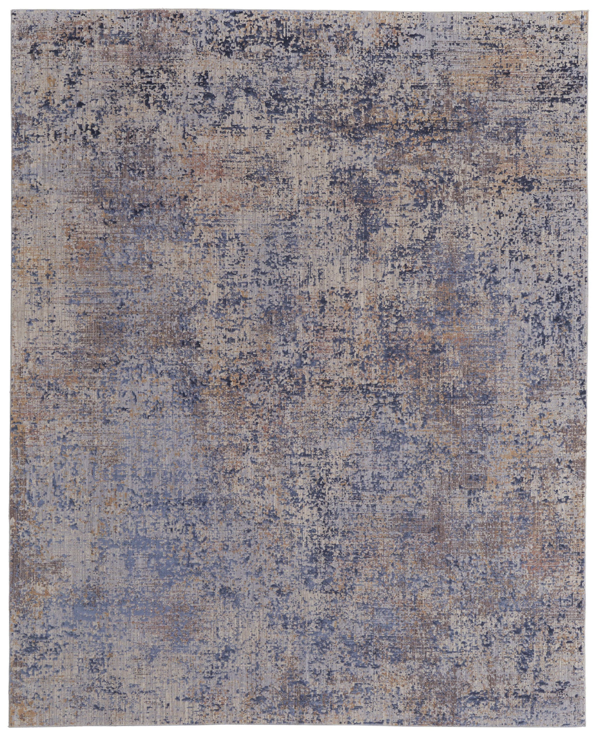 10' X 13' Blue Brown and Tan Abstract Power Loom Area Rug