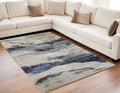 5' X 8' Blue Gray and Tan Abstract Power Loom Area Rug