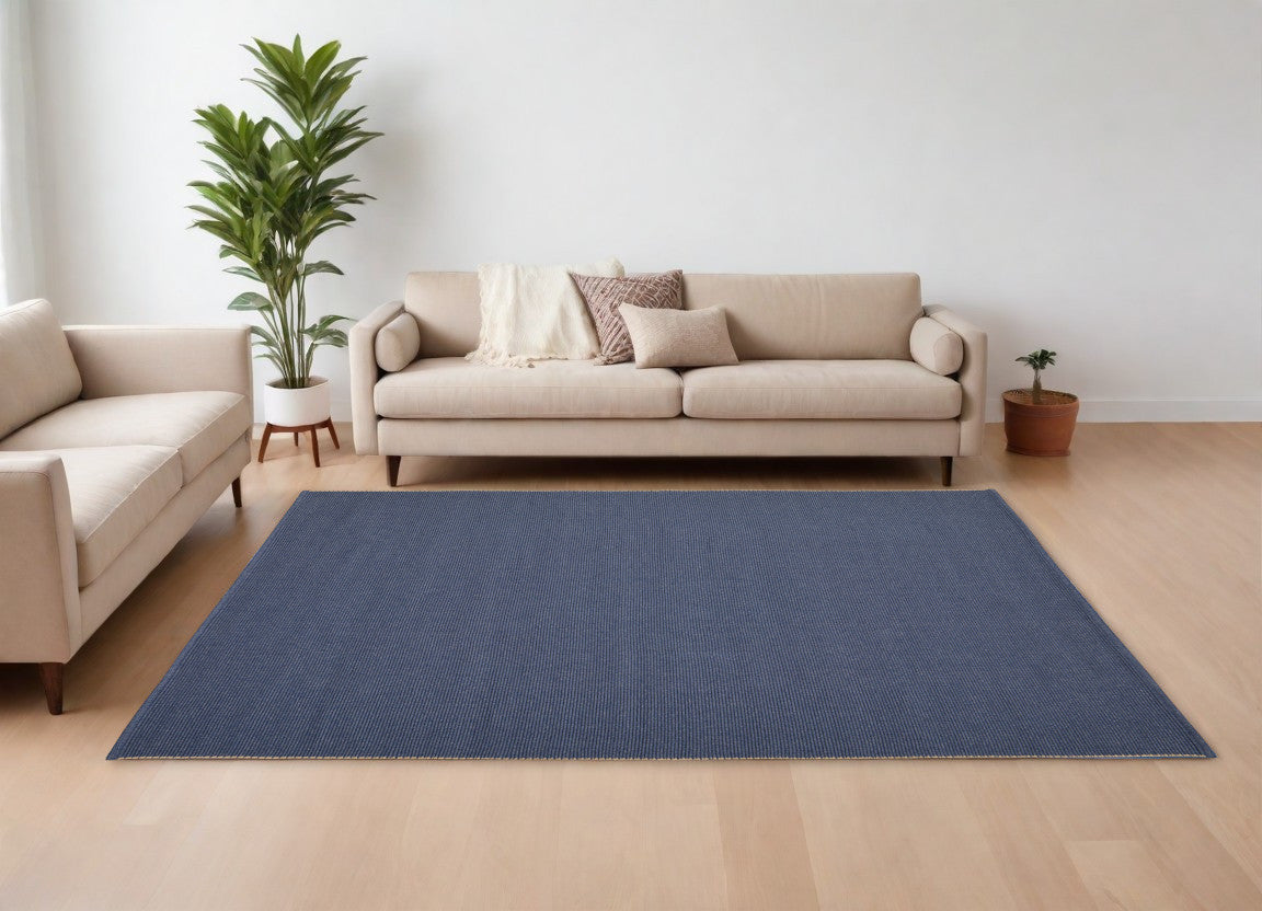 8' X 10' Blue Hand Woven Area Rug