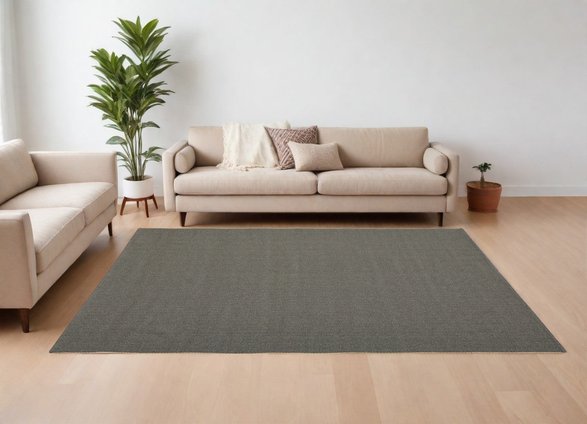 9' X 12' Green Hand Woven Area Rug