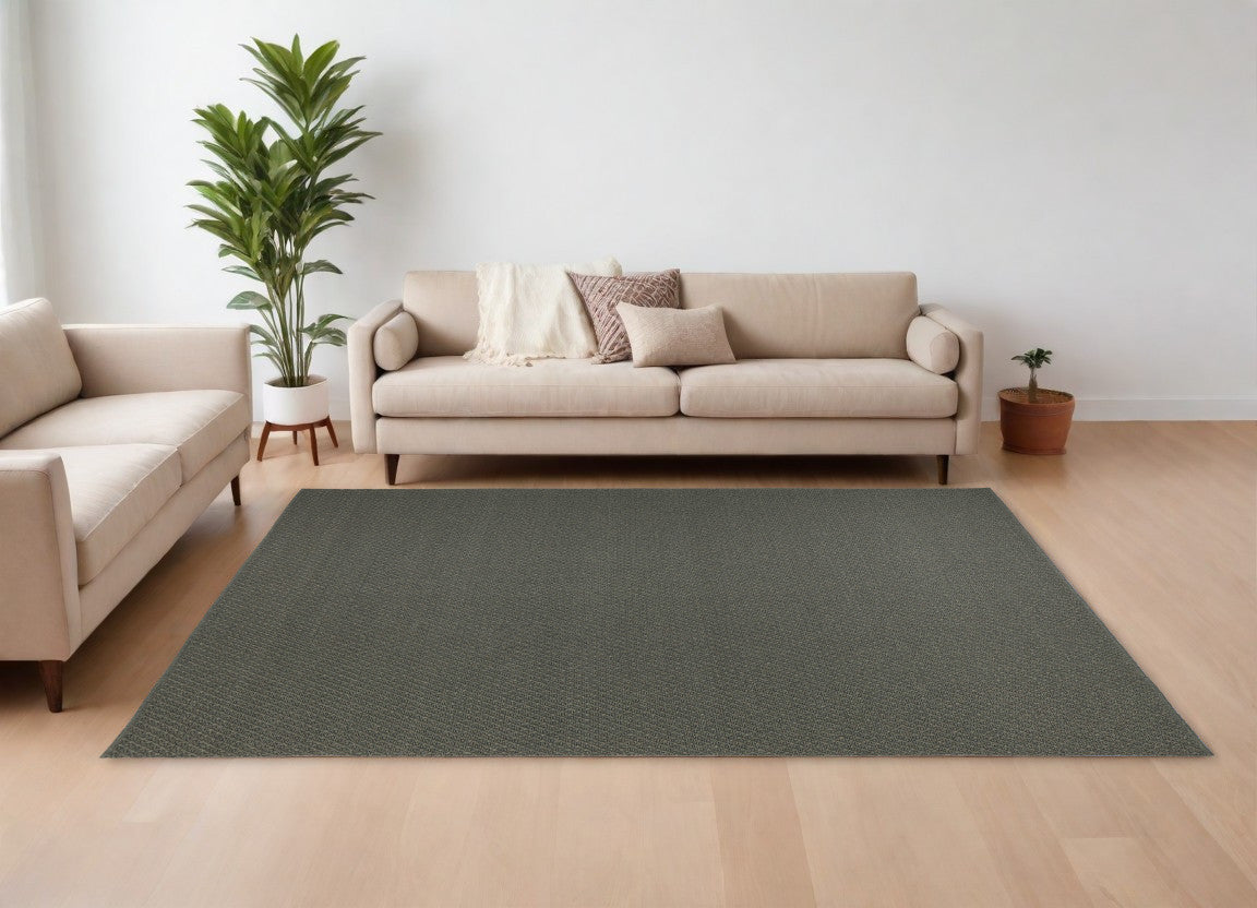 8' X 10' Green Hand Woven Area Rug