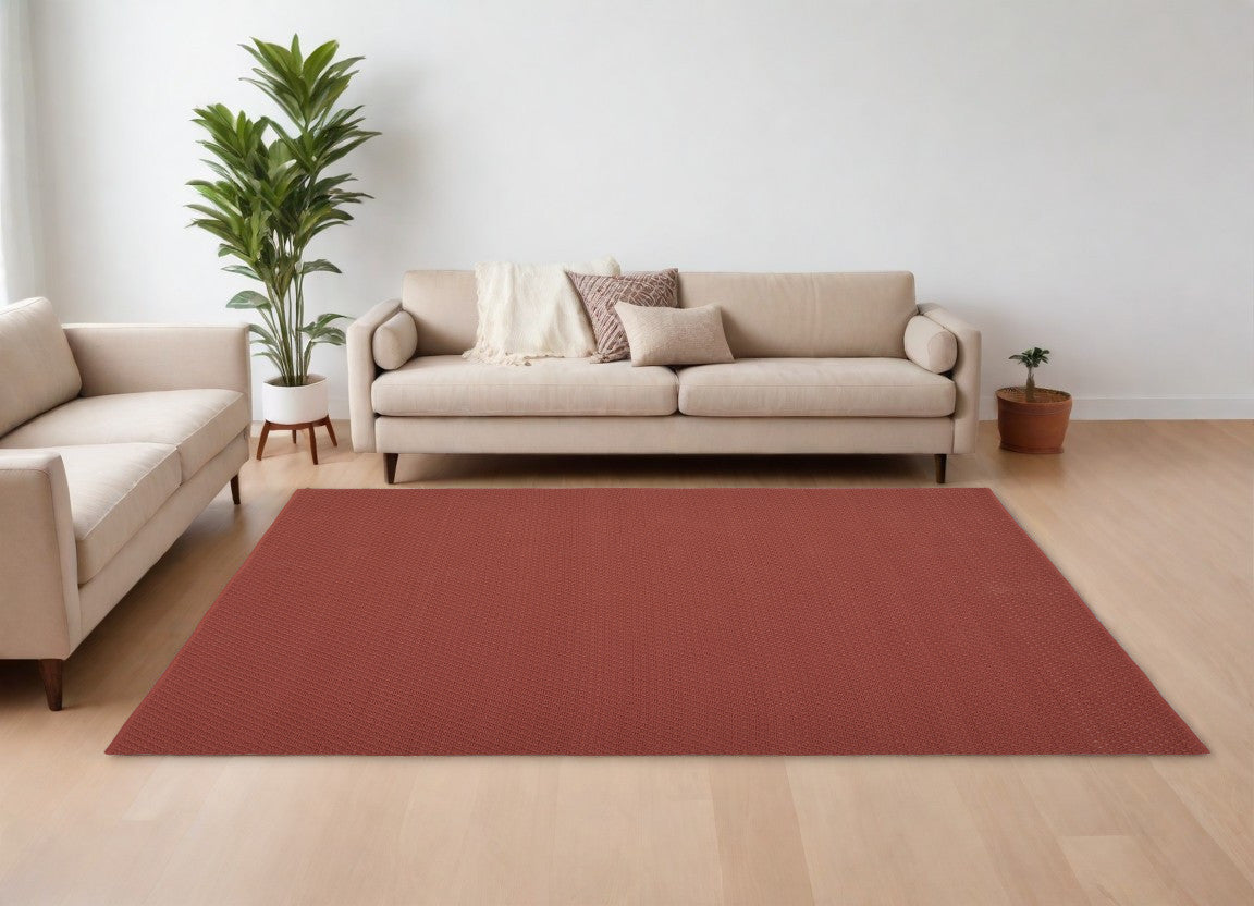 9' X 12' Red Hand Woven Area Rug