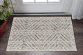 2' X 3' Ivory and Brown Geometric Power Loom Area Rug