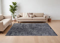 8' X 10' Black Gray and Ivory Abstract Hand Woven Area Rug