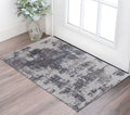 2' X 3' Ivory Brown and Blue Abstract Hand Tufted Area Rug