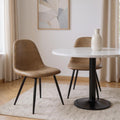 Set of Two Brown and Black Faux Leather and Metal Dining Side Chairs