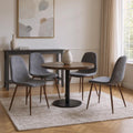 Set of Four Gray and Brown Upholstered Fabric Dining Side Chairs