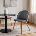 Charcoal and Oak Velvet and Metal Dining Side Chair