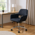 Black and Silver Upholstered and Steel Adjustable Swivel Rolling Office Chair