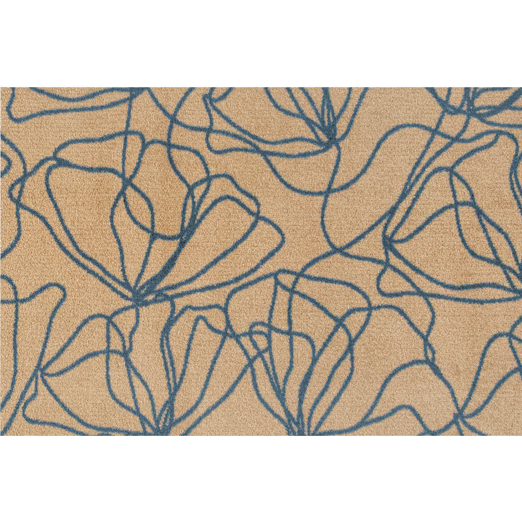 2 X 3 Beige and Blue Floral Washable Non Skid Area Rug With UV Protection