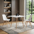 32 White and Natural Wood and Solid Wood Square Dining Table