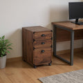 27 Walnut Wood Three Drawers Filing Cabinet