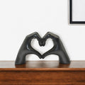 4 Black Resin Heart Hands Tabletop Sculpture