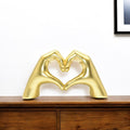 4 Gold Resin Heart Hands Tabletop Sculpture